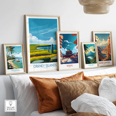 Orkney Islands Scotland Prehistoric Stones Poster - Scottish Travel Decor displayed among other travel posters.