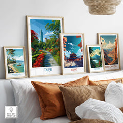 Taipei Taiwan Taipei 101 Park View Print - Vibrant Urban Green Space Decor displayed in a stylish home setting.