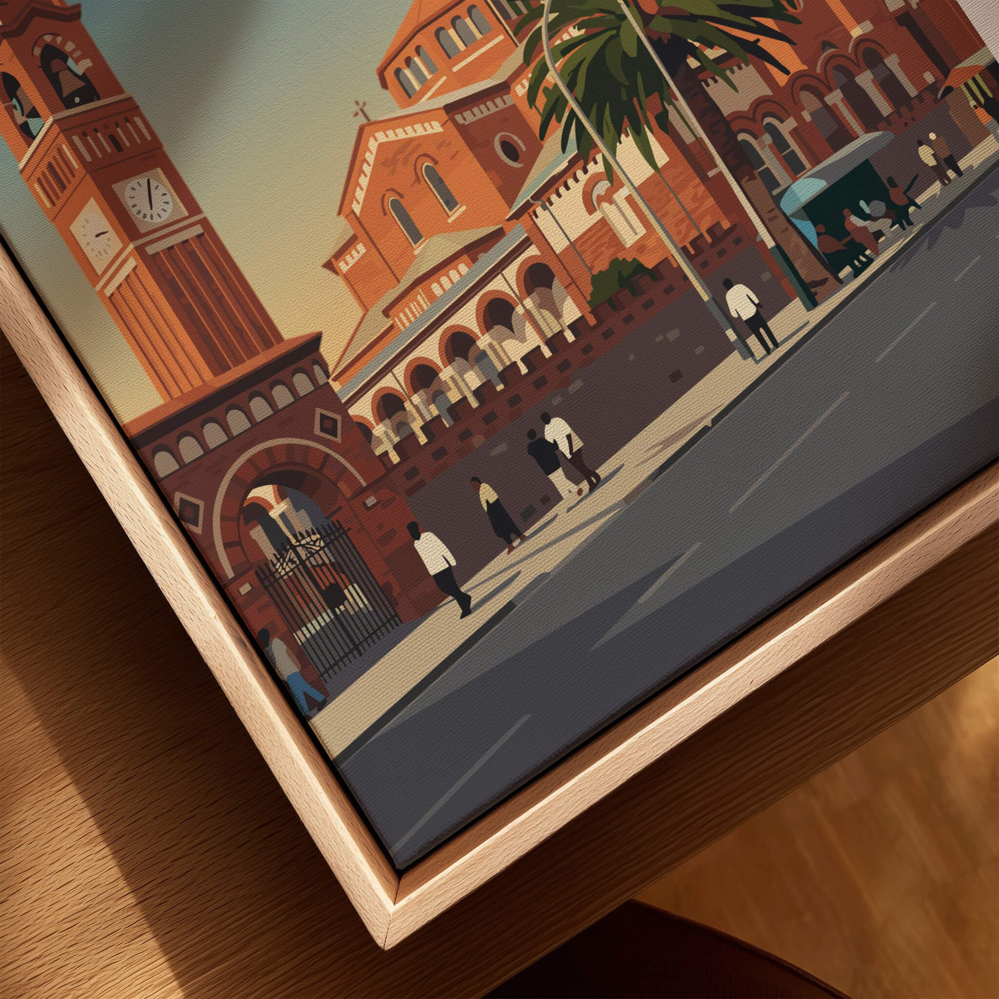 Asmara Travel Poster – Eritrea Cathedral and Bell Tower Art Print showcasing the vibrant architecture and urban scene.