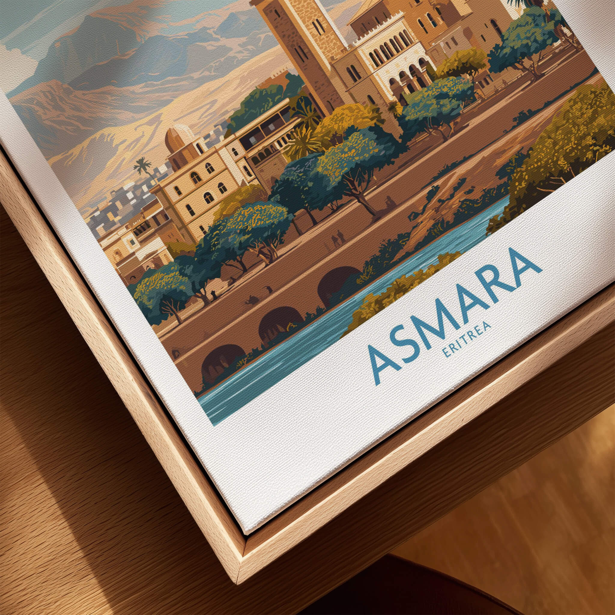 Asmara Eritrea Wall Art – Travel Poster showcasing vibrant architecture and natural beauty of Asmara.
