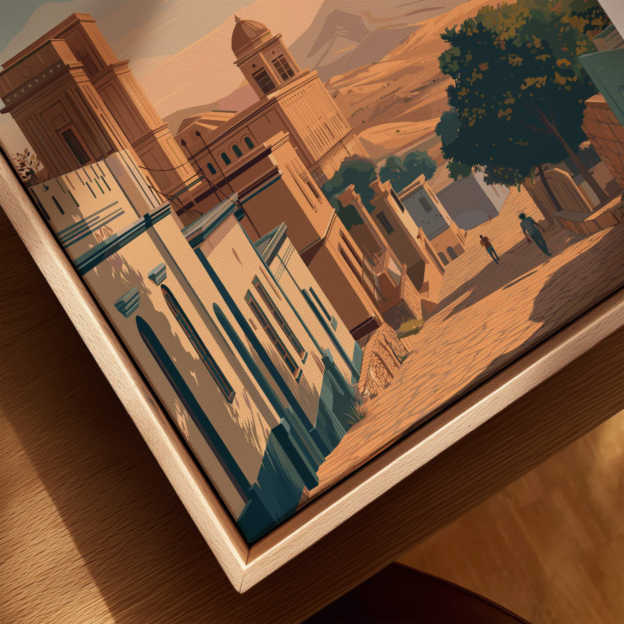 Asmara Travel Poster – Sunset Cityscape Art Print featuring a scenic view of streets and architecture in warm evening light.