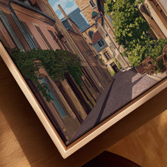 Beaune Travel Poster – Burgundy France Wall Art showcasing a charming street in Burgundy's picturesque wine country.