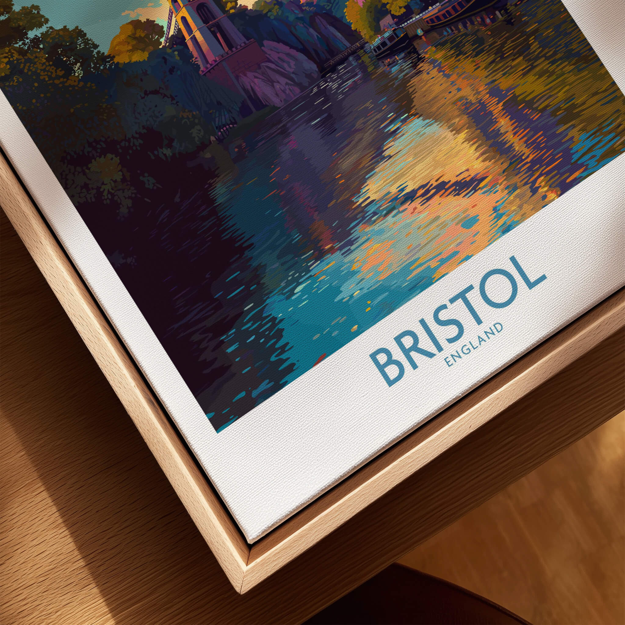 Bristol England Wall Art – River Avon Sunset and Balloon Festival Print featuring vibrant colors and reflections.