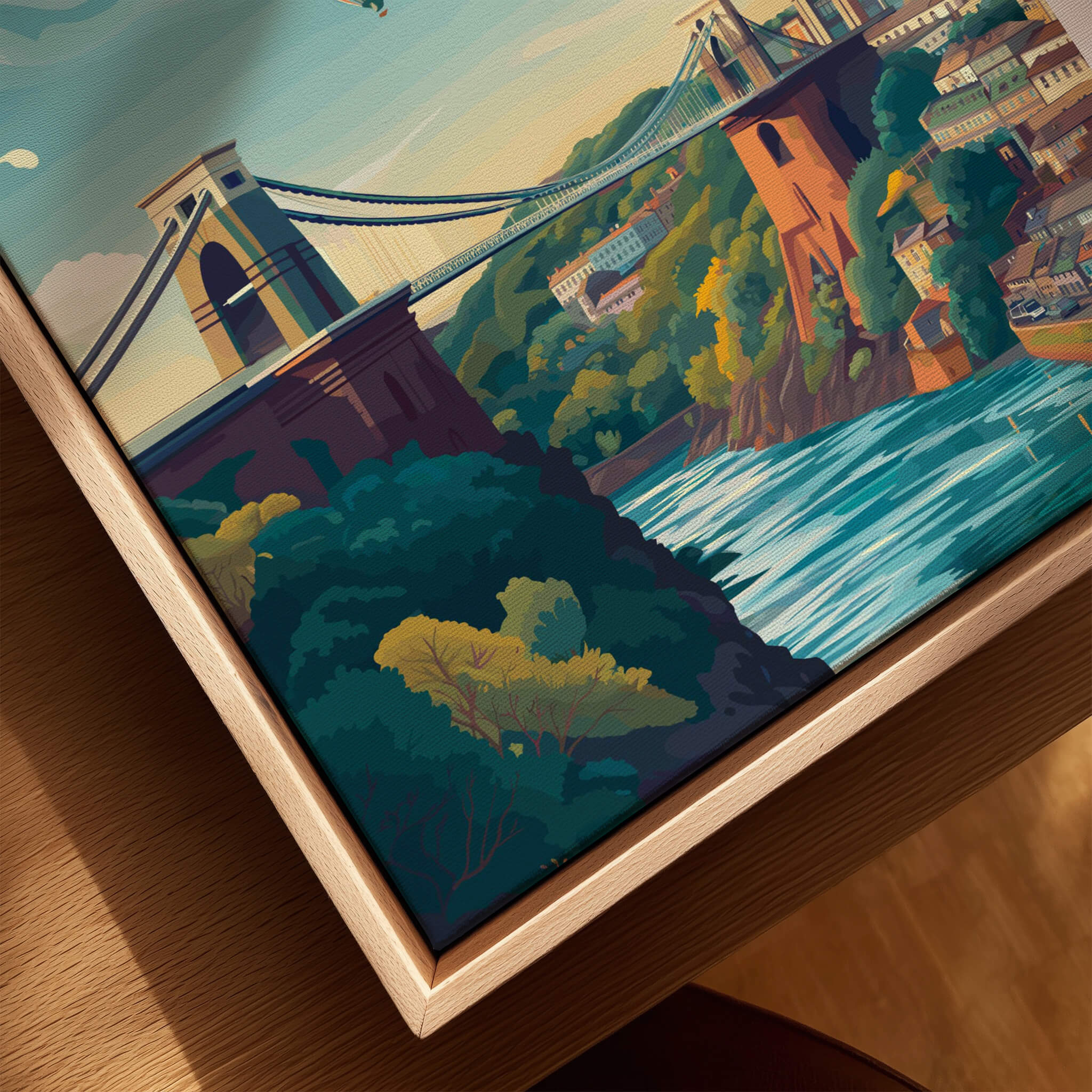 Bristol Art Print - Clifton Bridge Poster showcasing the iconic Clifton Bridge and surrounding landscape.