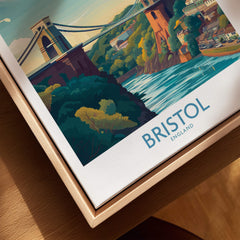 Bristol Canvas Print - Wall Art Poster showcasing the iconic Clifton Suspension Bridge over the River Avon in Bristol, England.