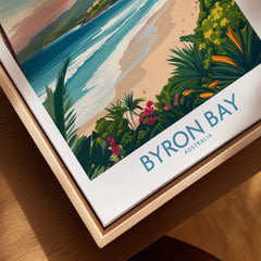 Byron Bay Poster - Australia Wall Art showcasing vibrant coastal scenery and lush tropical flora.