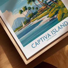 Captiva Island Florida Wall Art – Tropical Coastline and Sailboat Decor featuring palm trees and serene waters.