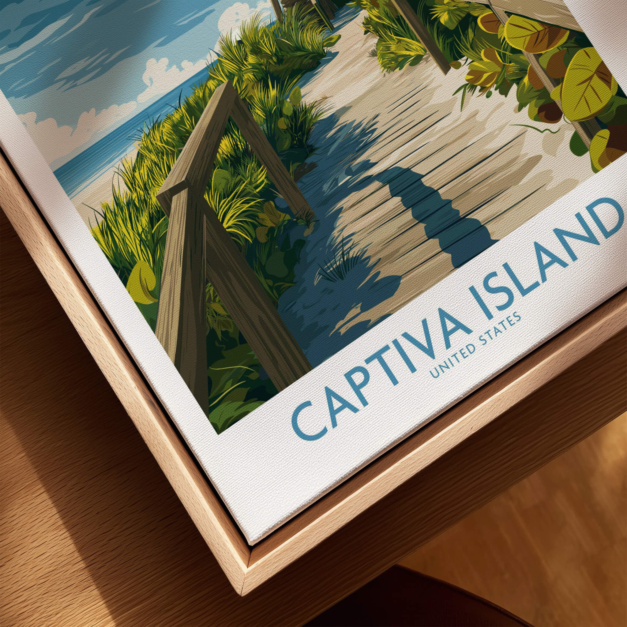 Captiva Island Florida Wall Art – Tropical Art featuring a beach path illustration with lush greenery.