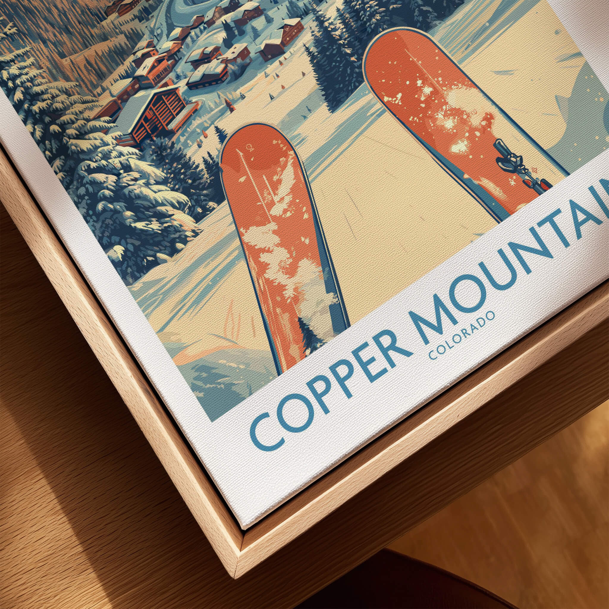 Copper Mountain Colorado Wall Art – Winter Mountain Ski Resort Wall Decor featuring vibrant ski designs and snowy scenery.