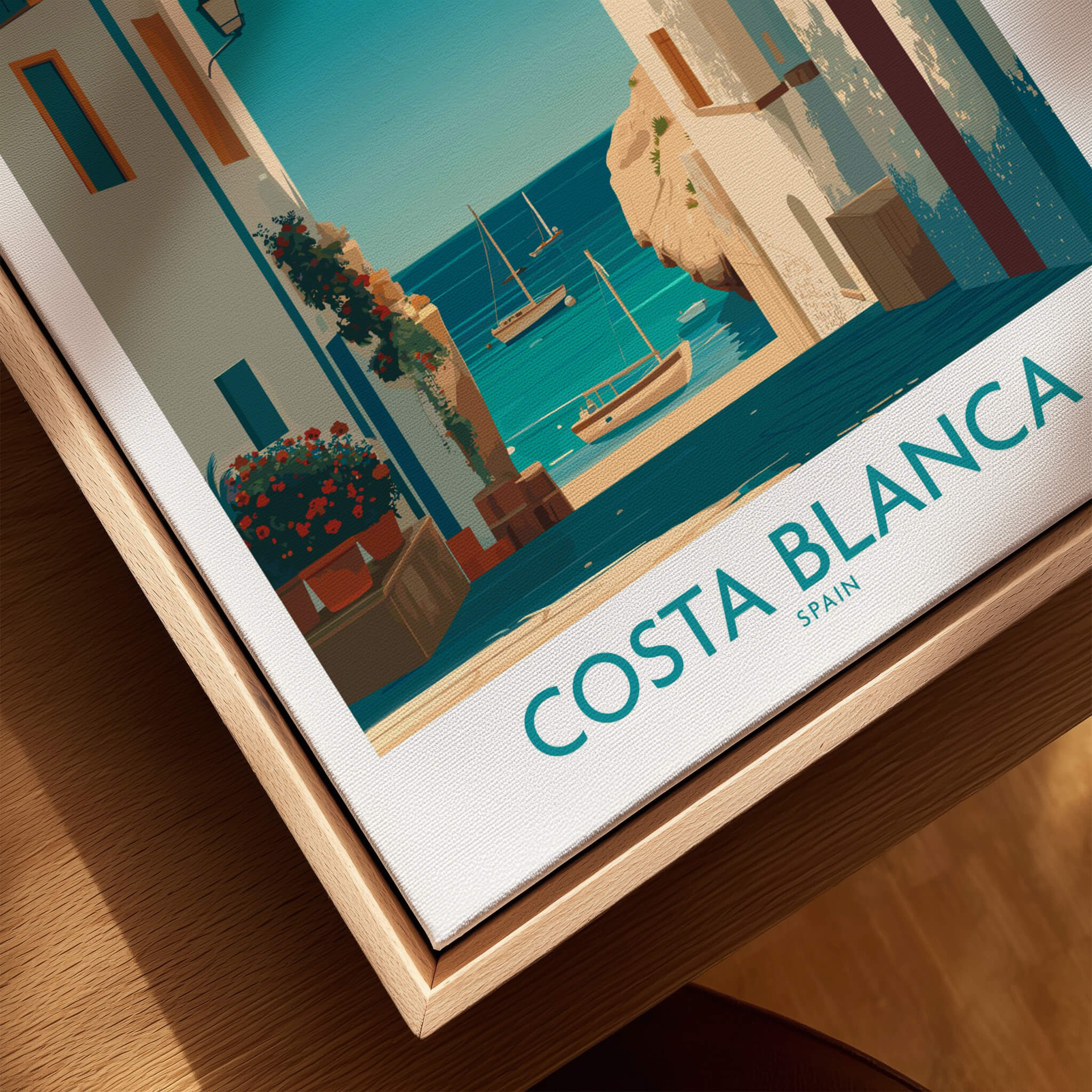 Costa Blanca Spain Wall Art Print - Spanish Village Artwork featuring scenic view of coastal village.