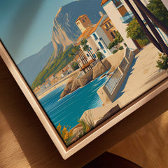 Costa Blanca Travel Poster - Spain Canvas Print featuring charming coastal town and Mediterranean landscape