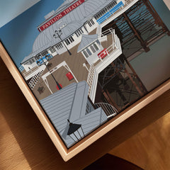 Cromer Travel Poster – Norfolk Pier & Pavilion Theatre Landmark Art showcasing the Pavilion Theatre and surrounding details.