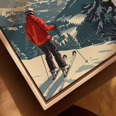 Deer Valley Print Utah featuring a skier ready for the slopes in winter scenery.