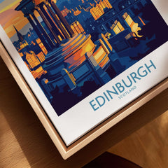 Edinburgh Travel Poster showcasing the iconic skyline and cultural landmarks of Edinburgh, Scotland.
