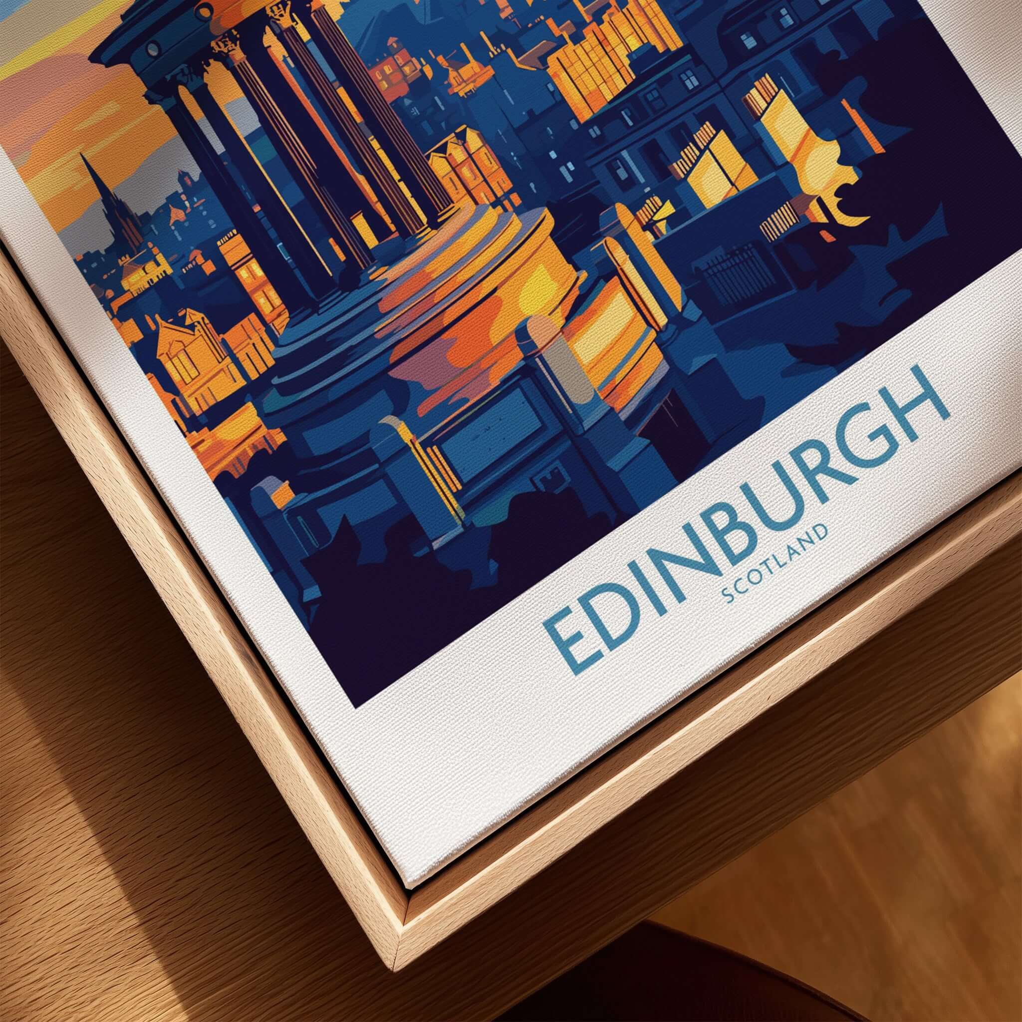 Edinburgh Travel Poster showcasing the iconic skyline and cultural landmarks of Edinburgh, Scotland.