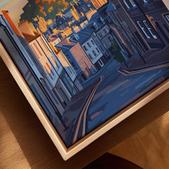 Edinburgh Wall Art featuring a scenic view of Edinburgh's streets and architecture in vibrant colors.