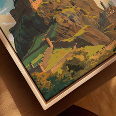 Edinburgh Poster Print featuring the scenic beauty of Edinburgh Castle on a vibrant background.