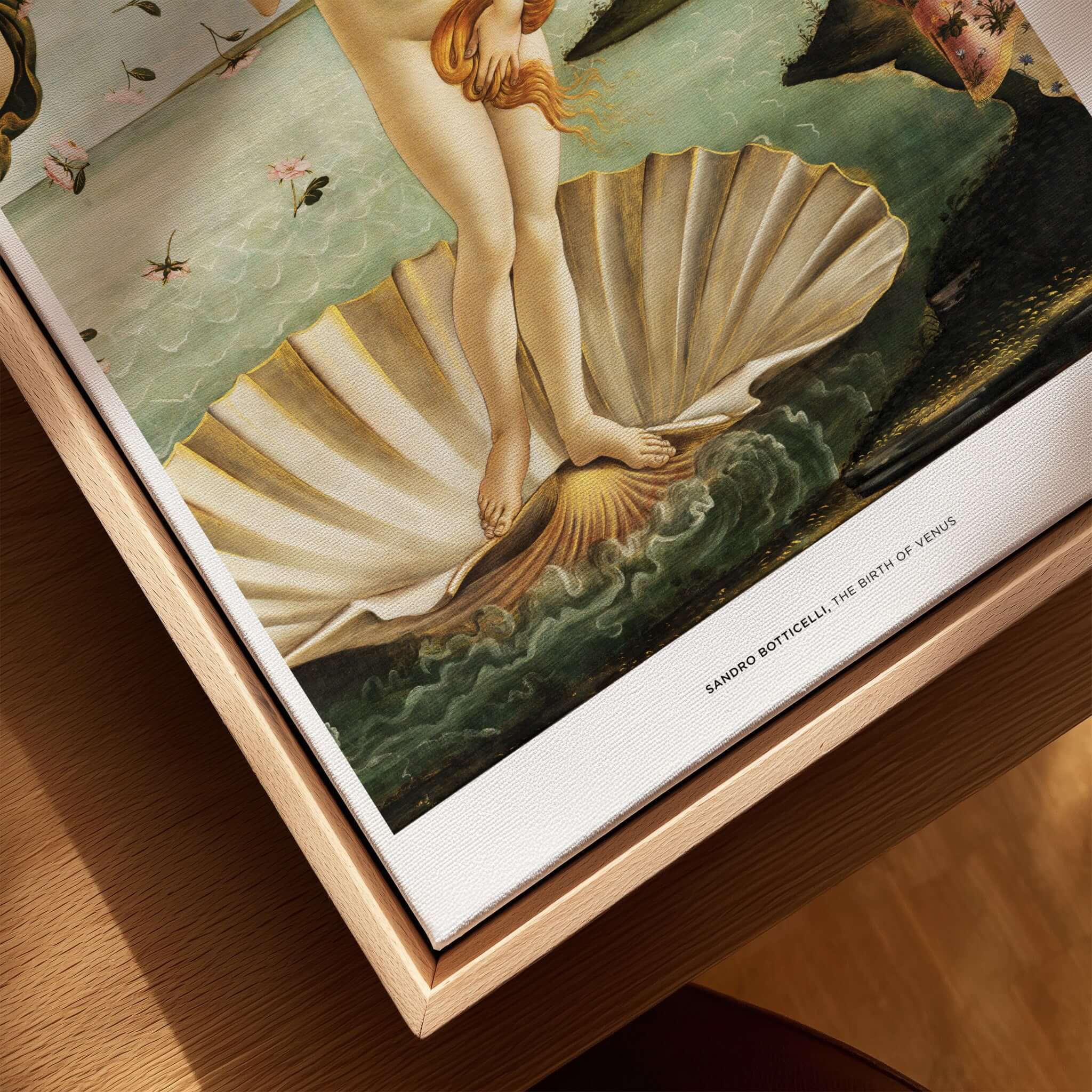 The Birth of Venus Art Print Sandro Botticelli Mythology Poster showcasing Venus on a seashell in vibrant colors.