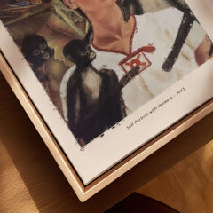 Frida Kahlo Self Portrait with Monkeys Famous Painting Poster Art Print featuring monkeys and details from 1943
