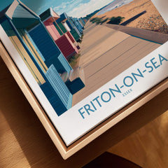 Frinton-on-Sea England Wall Art – Colorful Seaside Beach Hut Decor Print featuring beach huts along the shore.