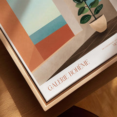 Galerie Bohème Ocean View Window Moroccan Style Art Print Boho Decor Poster close-up on display.