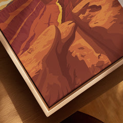 Grand Canyon National Park art print close-up in natural wood floating frame