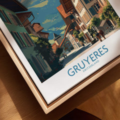 Gruyères Switzerland Poster | Historic European Town Architecture Canvas Print featuring a picturesque street view.