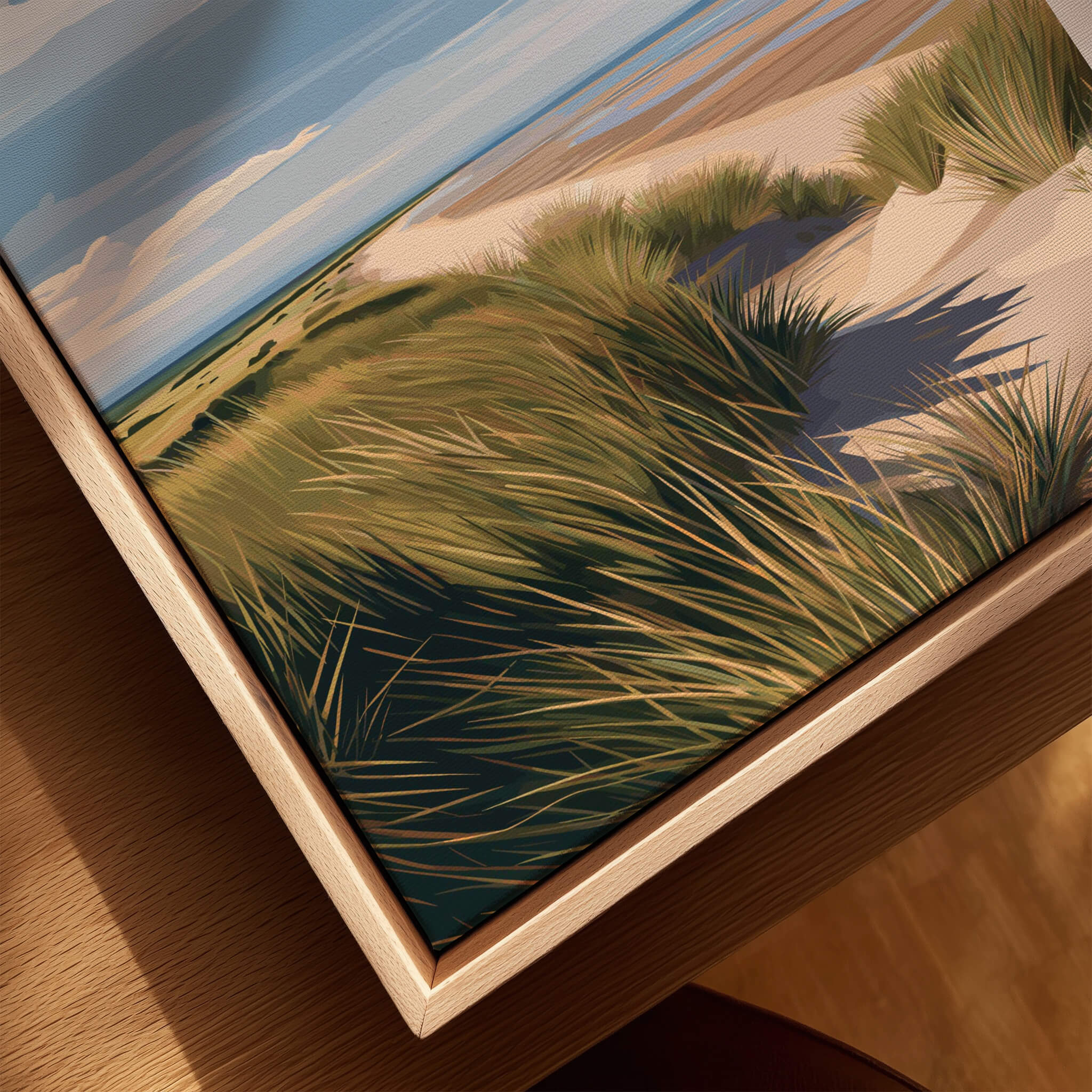 Holkham Beach Norfolk Travel Poster | Serene Beach Pathway Wall Art Print featuring coastal grass and serene dunes