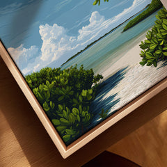 Honeymoon Island Florida Travel Poster | Mangrove Coast Wall Art Print featuring stunning mangroves and serene beach view.