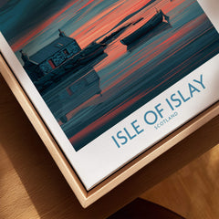 Isle of Islay Scotland Posters | Scottish Hebrides Seascape Canvas Print showcasing a serene sunset over tranquil waters.