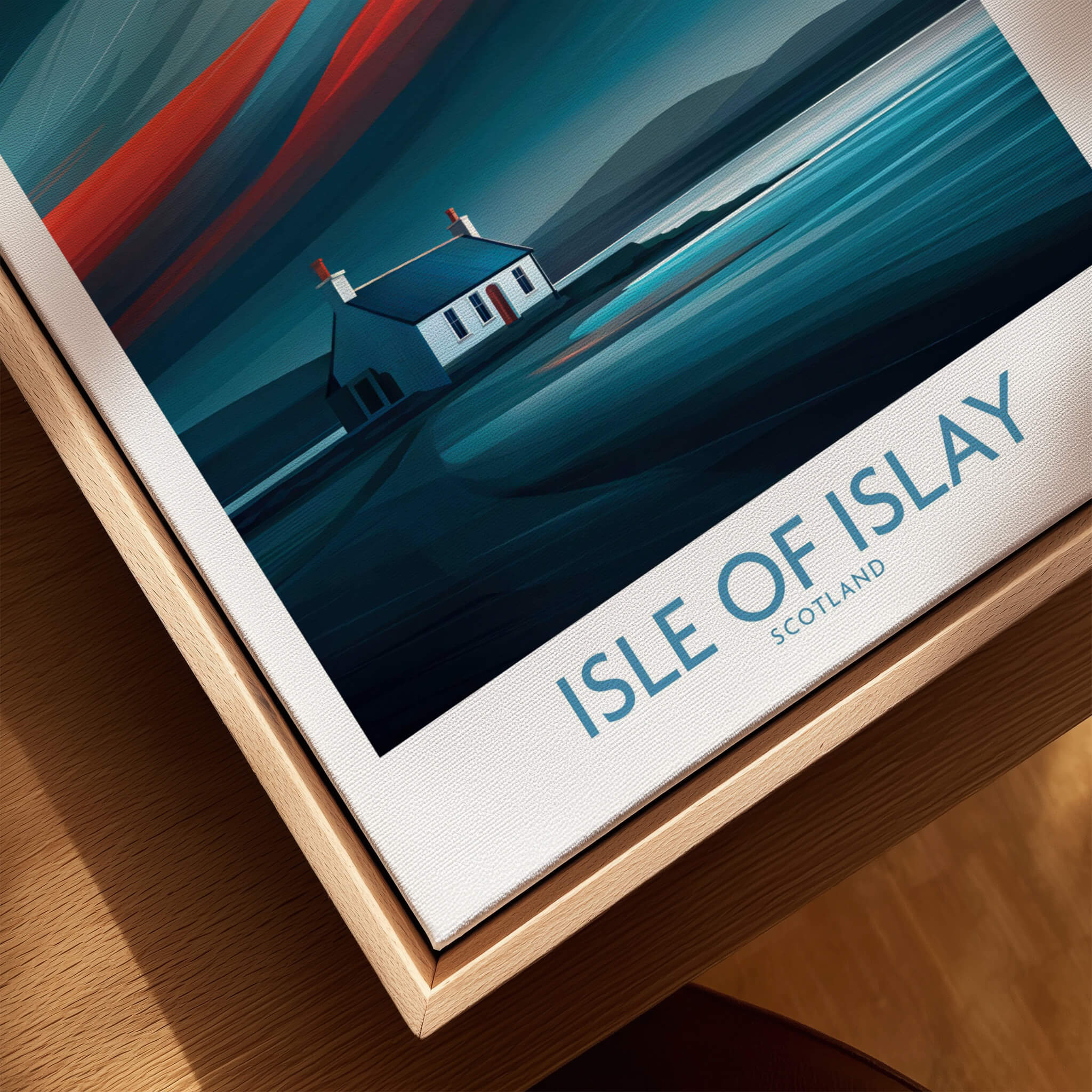 Isle of Islay Scotland Posters | Vibrant Scottish Island Scene Canvas Print showcasing a colorful island landscape.