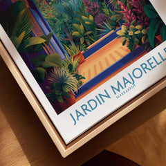 Jardim Majorelle Marrakesh Canvas Print | Colorful Moroccan Landscape Poster showcasing vibrant botanical art.