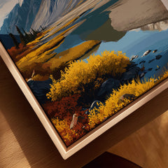 Kluane Travel Poster National Park Canada | Yukon Valley Wall Art Print showcasing autumn colors and landscape.