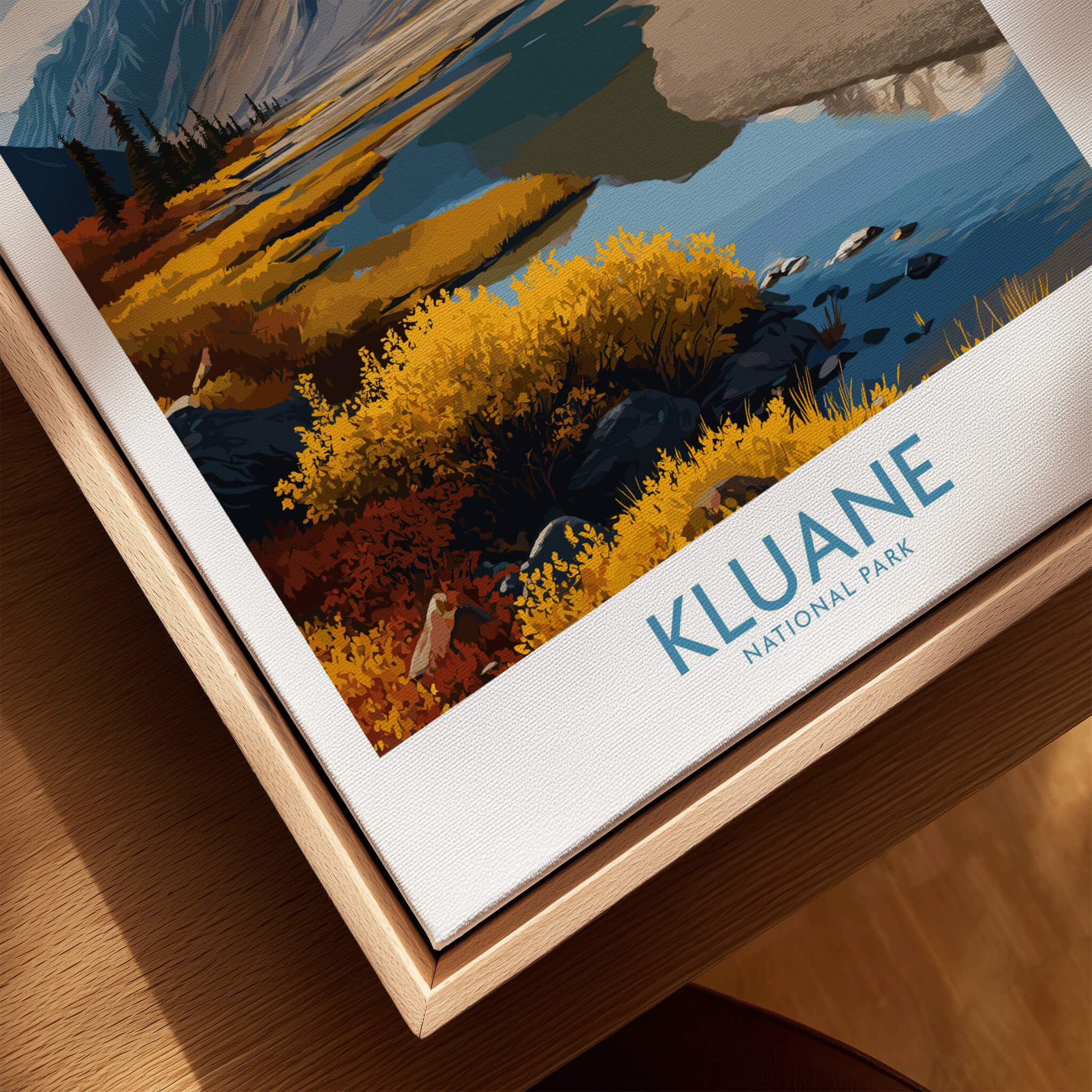 Kluane National Park Canada Canvas Print | Mountain Poster featuring vibrant autumn scenery and serene waters.