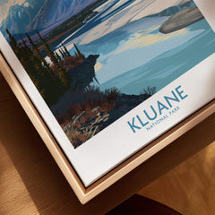 Kluane National Park Canada Poster | Blue Glacier Water Landscape Canvas Print showcasing turquoise glacial lakes and mountains.