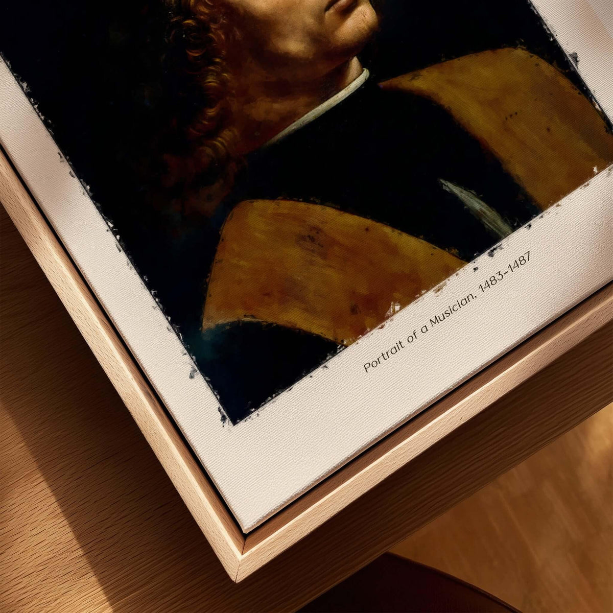 Leonardo da Vinci Art Print -  Portrait of a Musician 1480s Early Male Portrait Art Print on display.