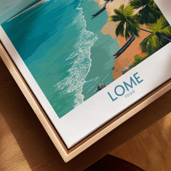 Lomé Togo Poster | West African Coastline Canvas Print showcasing vibrant beach scene and palm trees.