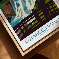 Framed canvas print of Cuyahoga Valley National Park waterfall travel poster