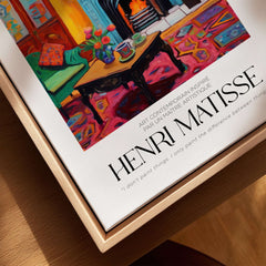 Matisse Art Prints - Cozy Fireplace Interior Poster, colorful art print featuring a cozy room with fireplace.