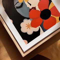 Matisse Art Prints - Woman with Flowers Abstract Art Print featuring a woman's face with flowers in vibrant colors.