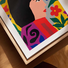 Matisse Art Prints - Floral Woman vibrant artwork featuring a woman's profile in bold colors and floral patterns.