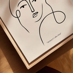 Matisse Art Prints - Continuous Line Abstract Face Poster featuring fluid lines and abstract portrait design.