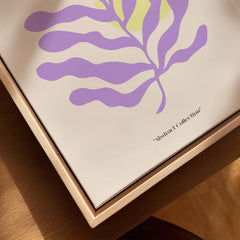Matisse Art Prints - Purple Botanical Abstract Poster featuring vibrant purple shapes on a neutral background.
