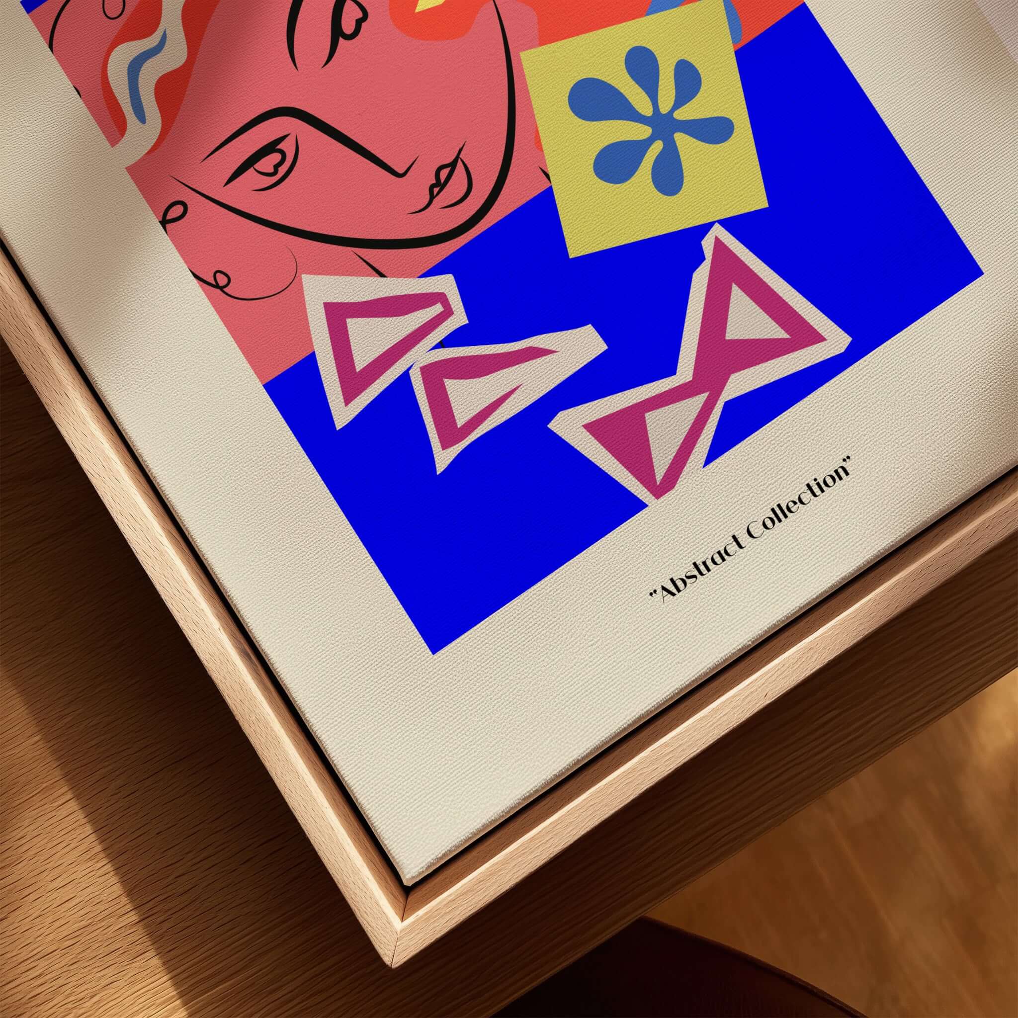 Matisse Art Prints - Abstract Face with Flowers Collage Wall Art featuring a colorful collage of shapes and a stylized face.