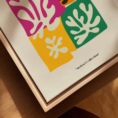 Matisse Art Prints - Four Block Abstract Leaves Poster featuring colorful leaf motifs in a modern design.