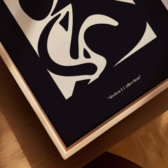 Matisse Art Prints - Black Beige Abstract Composition Poster displayed in frame, featuring bold abstract shapes and soft beige elements.