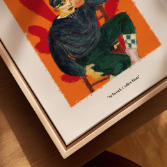 Matisse Art Prints - Seated Figure in Cap Poster showcasing a vibrant artwork with bold colors and abstract shapes.