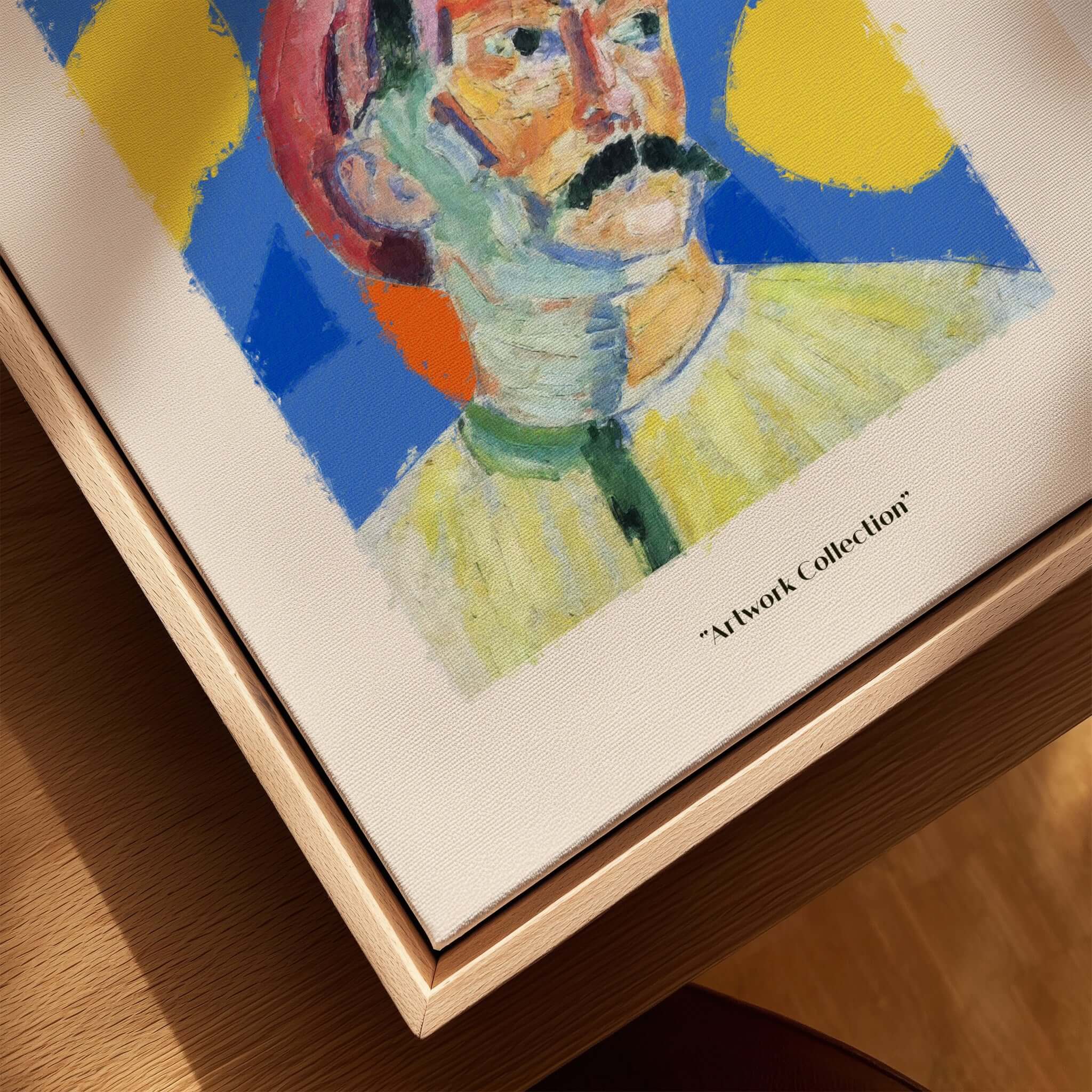 Matisse Art Prints -  Abstract Man Portrait Poster featuring a colorful portrait of a man with a mustache in a red hat.