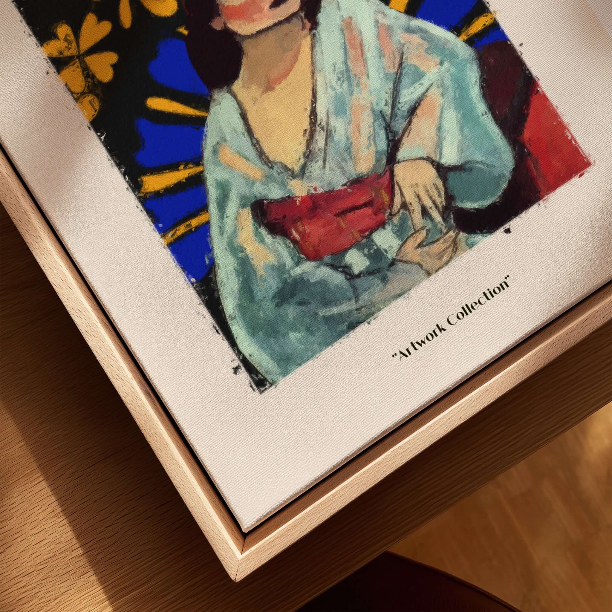 Matisse Art Prints - Woman Robe Abstract Stained Glass Effect Poster displayed in a frame with artwork collection title.