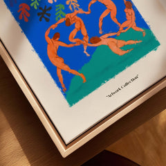 Matisse Art Prints - The Dance Figures Abstract Sky Poster featuring vibrant dancers under a blue sky with abstract elements.
